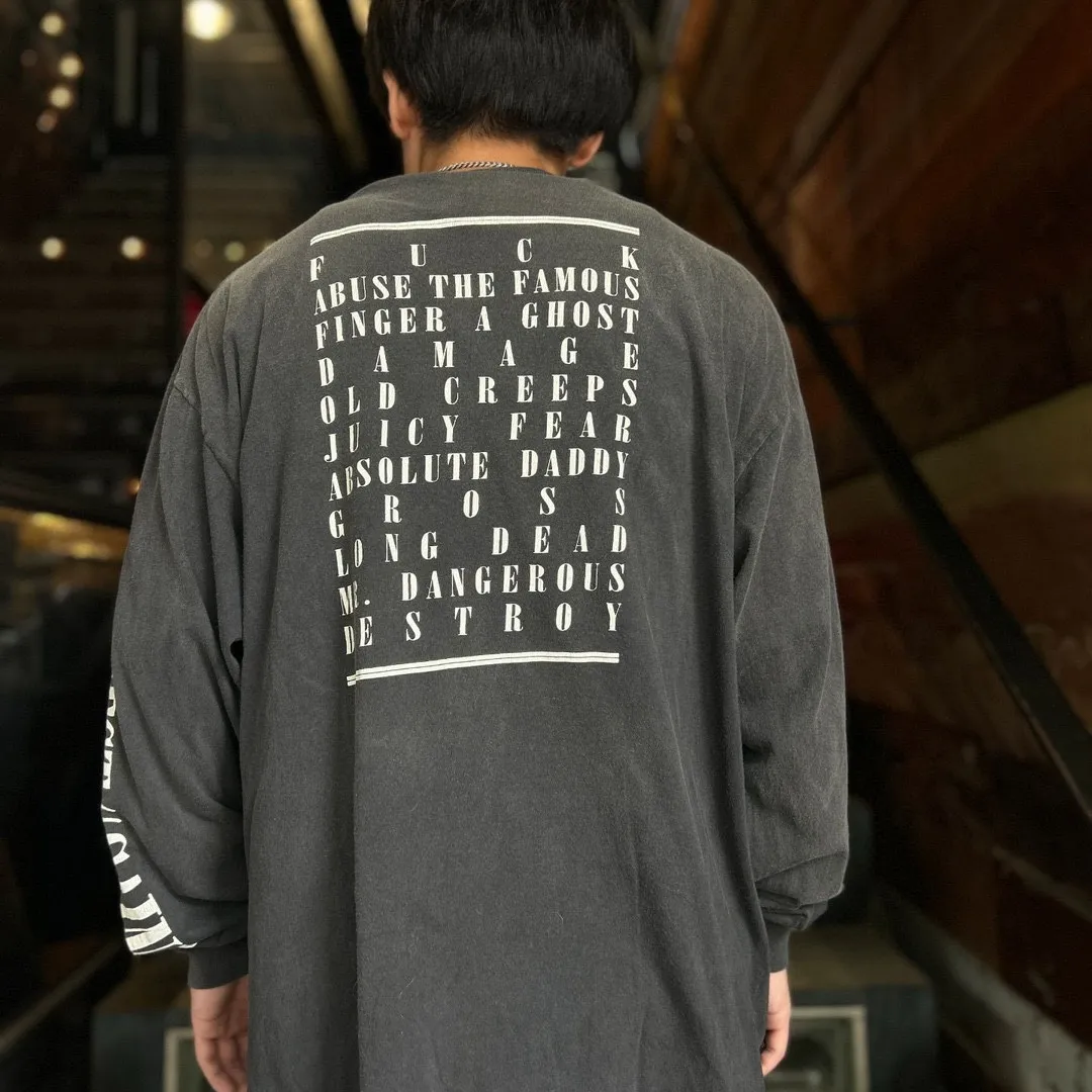 SAINT Mxxxxxx LS TEE/TEMPEST/BLK 'TEMPEST SAINT' Storm Religious Saints Cracked Retro Vulcanized Heavy Wash Long Sleeves Washed Black S-XL Assute Dyeing Multi-bit Horse Fading Craftsmanship Grinding and Hanging Holes Full of Old Feeling Top Printing Craftsmanship Purchasing Level